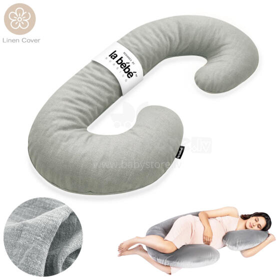 La Bebe™ Maternity Pillow Sì - Duo Art.286550 Linen fabric, grey. Multifunctional maternity pillow with memory foam filling