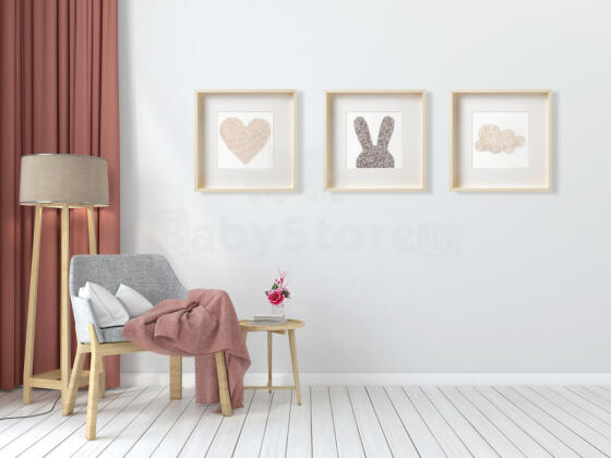 Room Accesories Art.297322 Decorative wall art in frame "Heart" – fluffy textile panel for kids' room