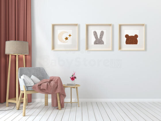 Room Accesories Art.297334 Decorative wall art in frame "Moon" – fluffy textile panel for kids' room