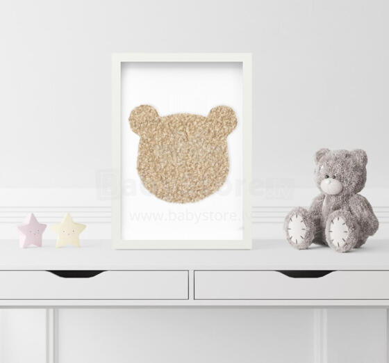 Room Accesories Art.246390 Decorative wall art in frame "Mini teddy bear" – fluffy textile panel for kids' room