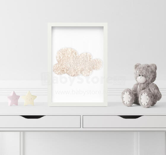Room Accesories Art.246391 Decorative wall art in frame "Cloud" – fluffy textile panel for kids' room