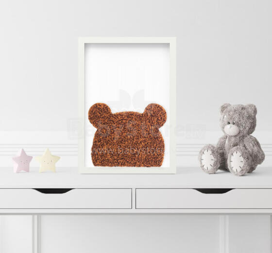 Room Accesories Art.453348 Decorative wall art in frame "Bear" – fluffy textile panel for kids' room
