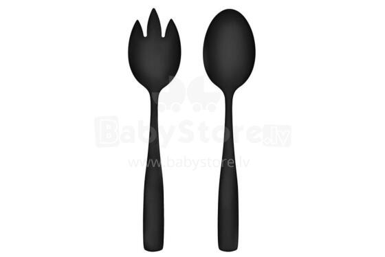 Maku Basic salad servers steel black matt
