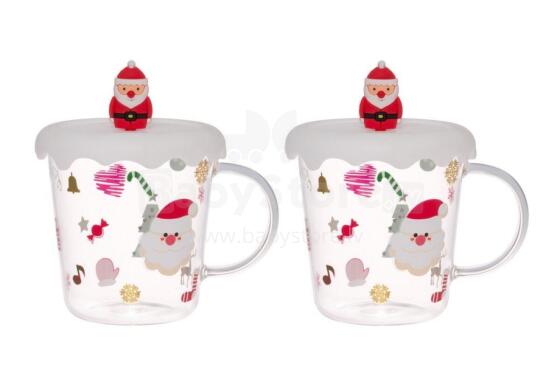Winteria Mug with silicone lid 40 cl 2 pcs santa claus