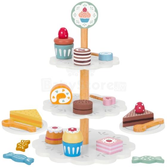 TOOKY TOY Sweets Tray Wooden Stand Cupcakes Cakes