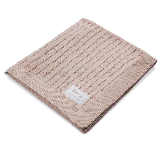 EWA 919113 Bamboo blanket beige braid