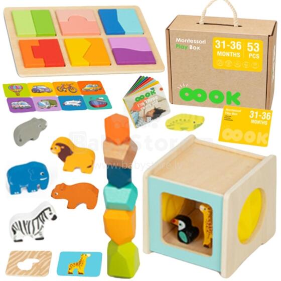 TOOKY TOY Box XXL Montessori Box Educational 7in1 Sensory 31-36 Months