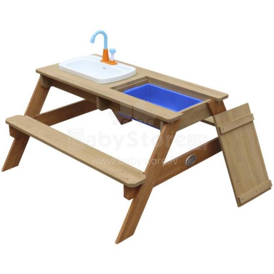 AXI Emily Picnic Table with Bench and Faucet-Operated Sink and Water/Sand Containers
