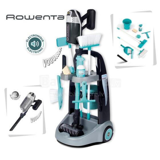 SMOBY Cleaning trolley with Rowenta vacuum cleaner with sound + 10 accessories