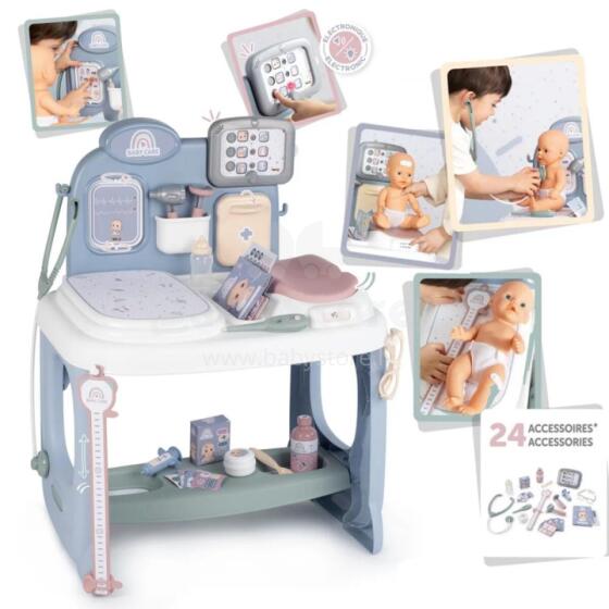 SMOBY bērnu aprūpes medicīniskās aprūpes centrs lellēm ar elektronisko planšetdatoru + 24 akumulatori.