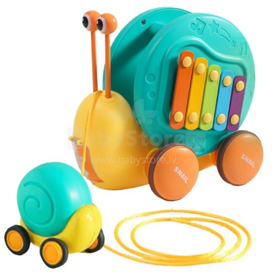 WOOPIE 4in1 Pull Snail Cymbals Gears Sensory Launcher + Small Car