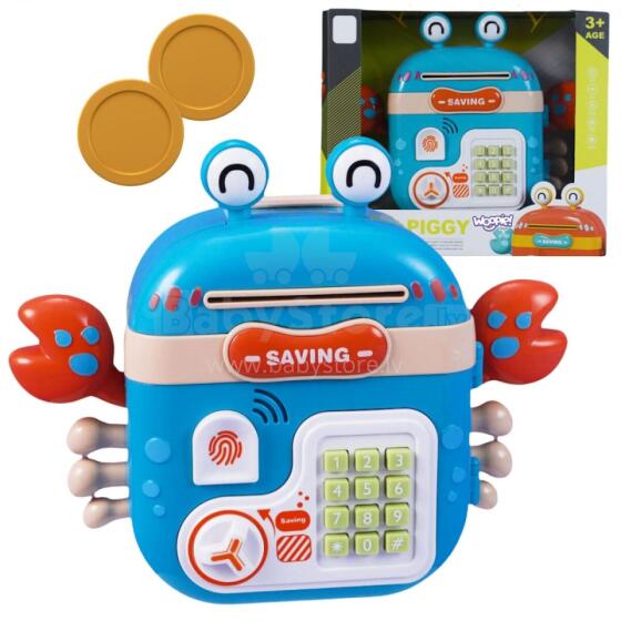 WOOPIE Electronic Piggy Bank Safe ATM with Pin Access Code Crab Backpack Blue