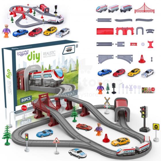 WOOPIE Electric Train Track Bridge Tunnel 80 pcs.