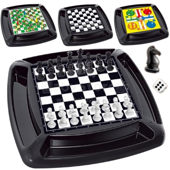 WOOPIE 4in1 Board Game Set Checkers, Chess, Ludo, Ladders and Snakes