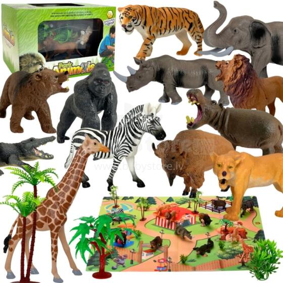 WOOPIE Large Wild Animal Figures Set + Mat and Accessories 23 pcs.
