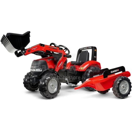 FALK Case Pedal Tractor with Bucket and Trailer Red from 3 Years