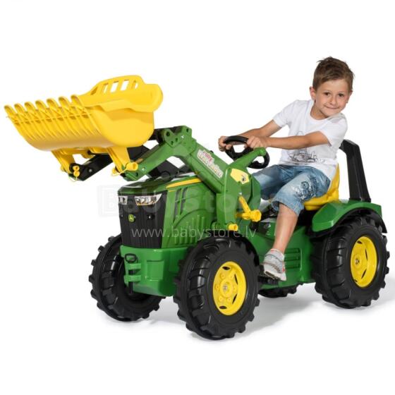 RollyX-Trac Premium John Deere Педальный тракторный ковш с бесшумными колесами 3-10 лет до 50 кг Игрушки Rolly - зеленый