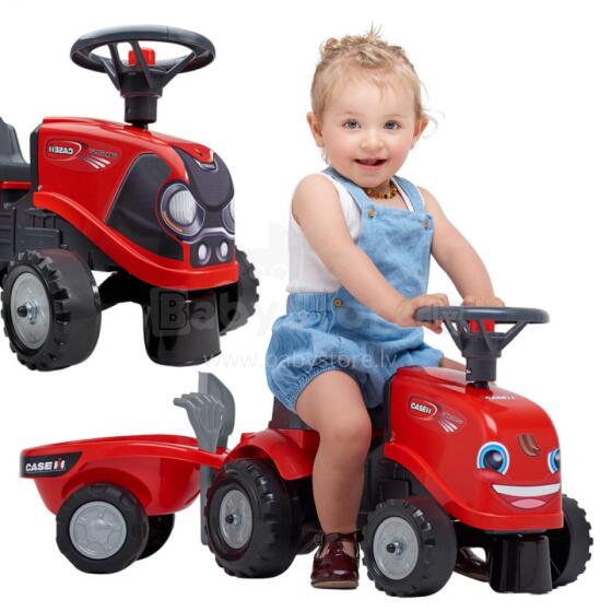 FALK Baby Case IH Ride-On Red Ride-On Tractor with Trailer + accessories from 12 months