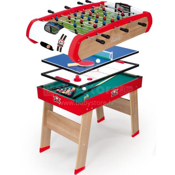 SMOBY galda futbols bērniem Powerplay galds 4in1 biljards teniss hokejs