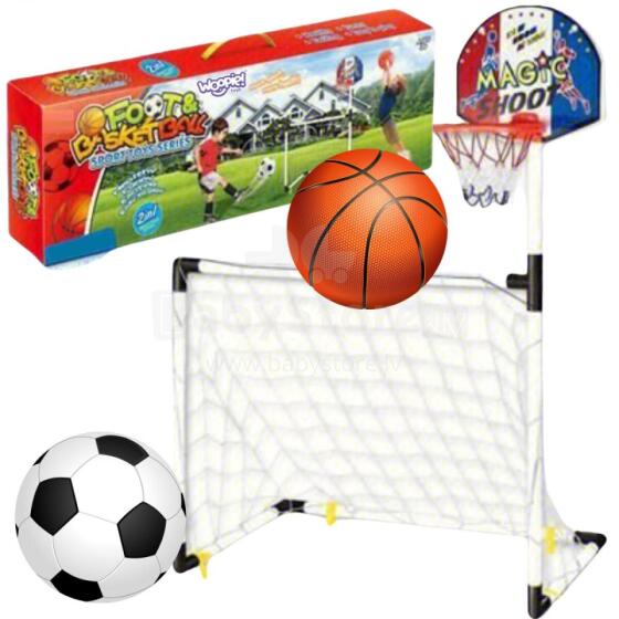 WOOPIE 2in1 Basketball Set Soccer Goal + Balls