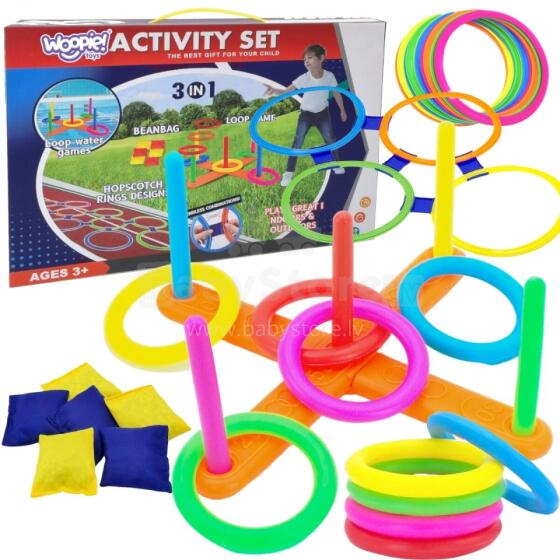 WOOPIE Set 3in1 Serso Hopscotch Cornhole Game Throwing Bean Bags