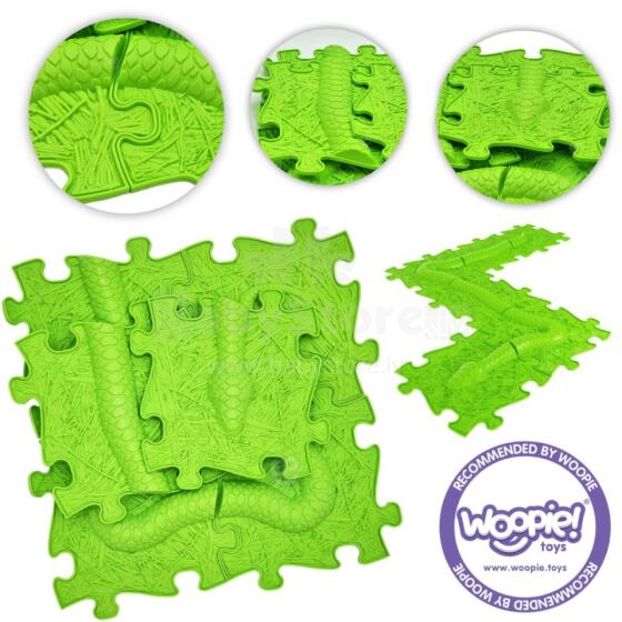 WOOPIE Sensory Mat Orthopedic Puzzle Snake Green 6 pcs.