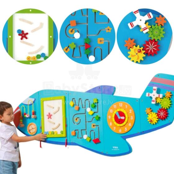 VIGA Wooden Sensory Manipulative Board Airplane FSC Montessori Certificate