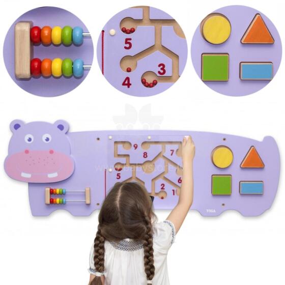 VIGA Sensory Manipulative Board Hippopotamus FSC Montessori Certificate