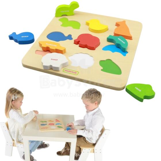 MASTERKIDZ Деревянный сортировщик фигур Красочные животные Монтессори