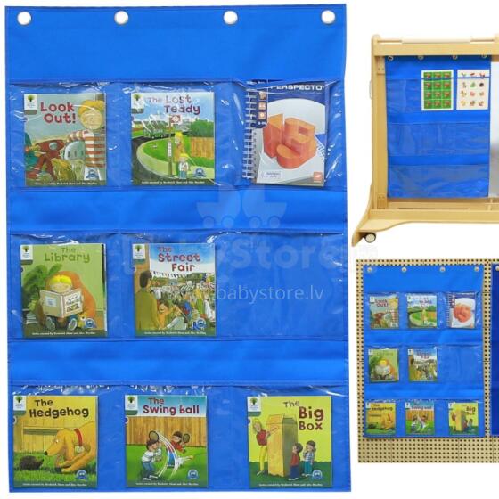 MASTERKIDZ Fabric Hanging Sheet with Pockets for Books and Pictures Blue