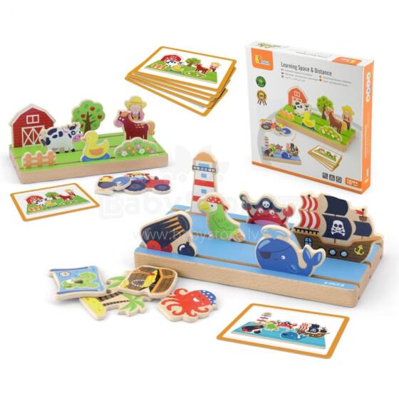 VIGA Wooden Educational Puzzle Distance Learning 2in1