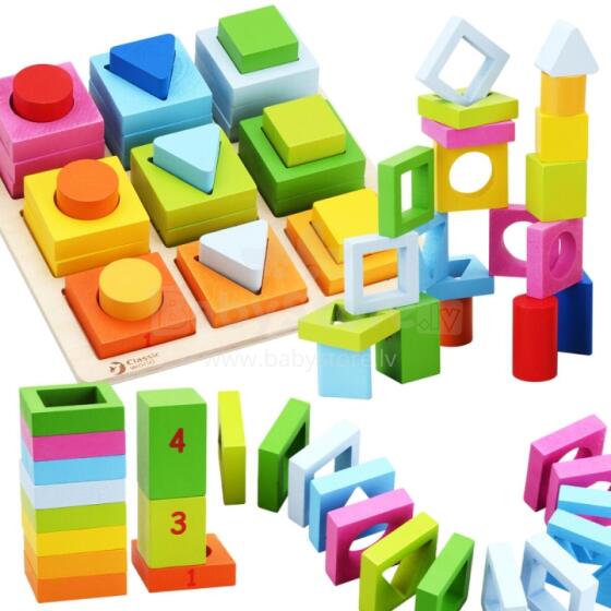 CLASSIC WORLD Puzzle Learning Shapes and Counting 5in1 Domino Sorter MONTESSORI 28 pcs.