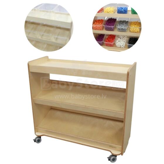 MASTERKIDZ Wooden Bookcase on Wheels with Shelves