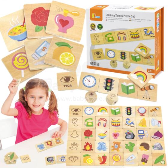 VIGA Educational Game Puzzle Learning Sort Senses 37 pcs. Montessori