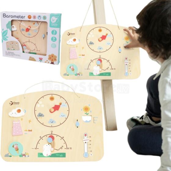 CLASSIC WORLD Educational Board Barometer Learning for Children Weather Station Wind Temperature 9 pcs.