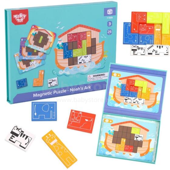 TOOKY TOY Magnetic Puzzle Montessori Logical Puzzle Tetris Noah's Ark 26 pcs.