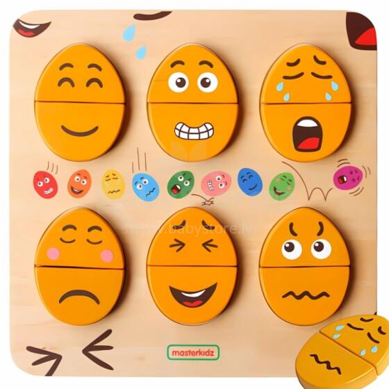 MASTERKIDZ Emotion Learning Board Wooden Eggs What Humor? Montessori