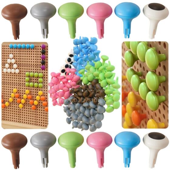 MASTERKIDZ Colorful Jumbo Pegs for STEM Board 128 Pcs - 6 Colors