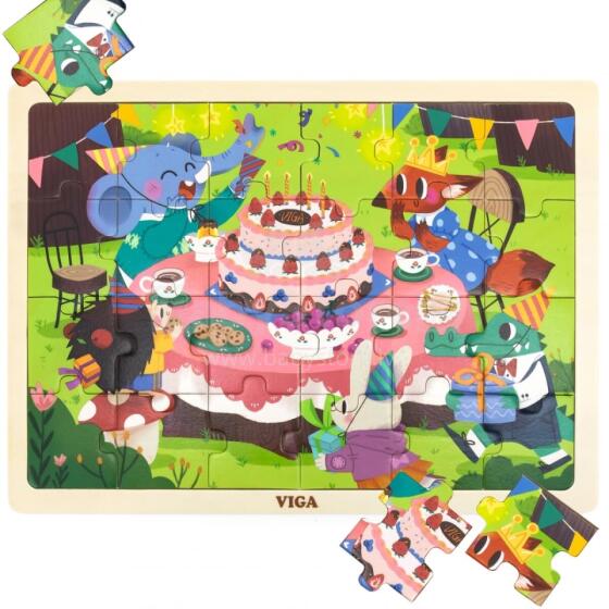 VIGA Wooden Puzzle 24 pcs. Birthday Party