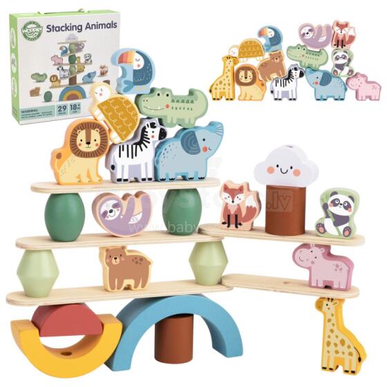 WOOPIE GREEN Balancing Wooden Animals Stack Puzzle FSC