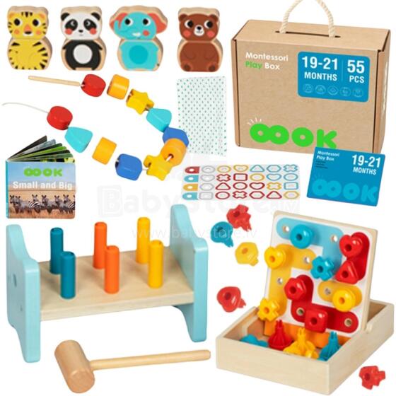 TOOKY TOY Box XXL Montessori Box Educational 7in1 Sensory 19-21 Months
