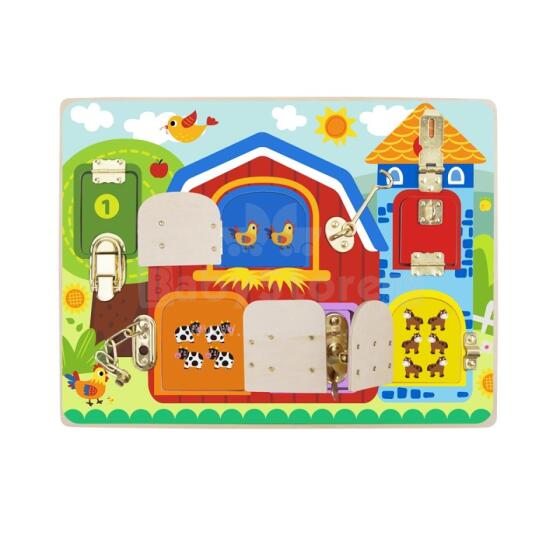 TOOKY TOY Manipulative Board Locks Pictures Farm