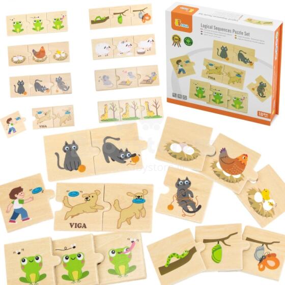 VIGA Wooden Puzzle Match Animal Activities Puzzle