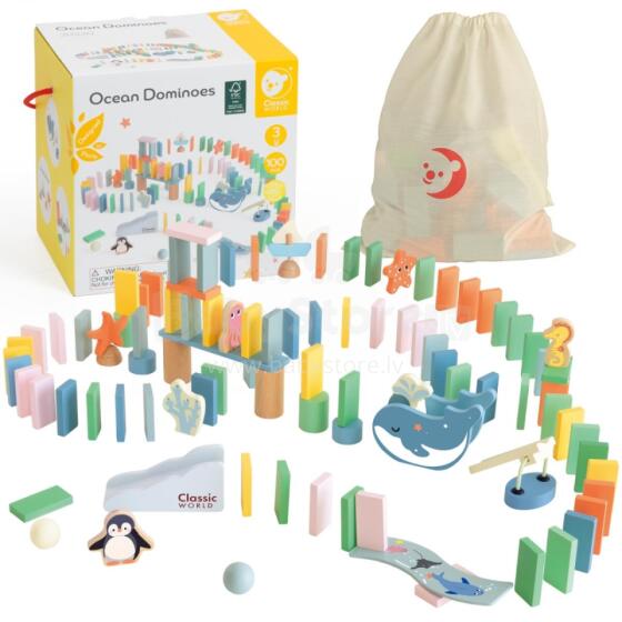 CLASSIC WORLD Wooden Domino Obstacle Course Logic Montessori Puzzle 100 pcs.