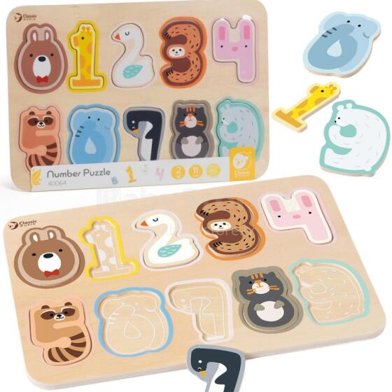 CLASSIC WORLD Wooden Numeric Puzzle Montessori Numbers 11 pcs.