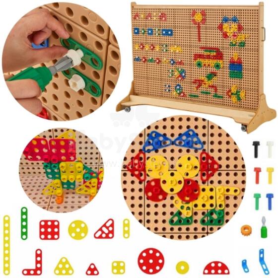 MASTERKIDZ Ģeometrisko formu klucīšu komplekts STEM sienas paneļiem 260 gab.