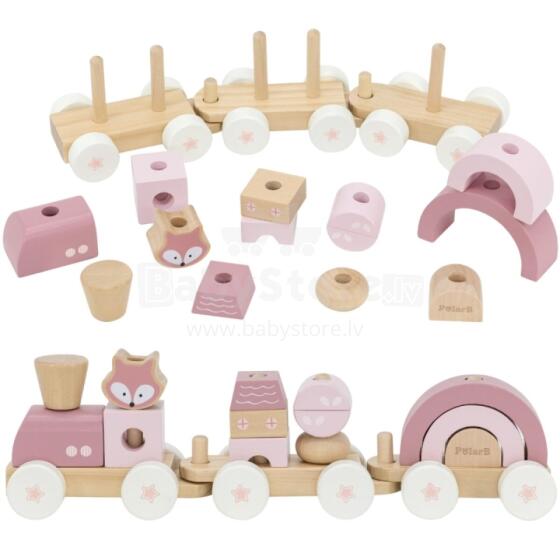 VIGA PolarB Pink Train Поезд с вагонами Блоки