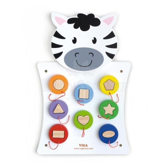 VIGA Wooden Manipulative Board Zebra FSC Montessori Certificate