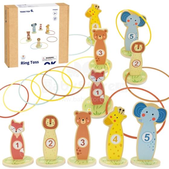 TOOKY TOY Throw at the Target Wooden Skill Game Hoops 15 pcs.