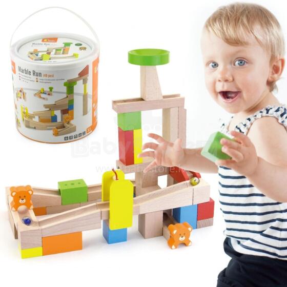 VIGA Wooden Ball Sliding Track Ball Track 49 elements